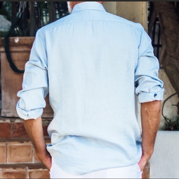 NWT 🇫🇷 Les Canebiers Men’s Linen Chevron Shirt - Picture 9 of 9